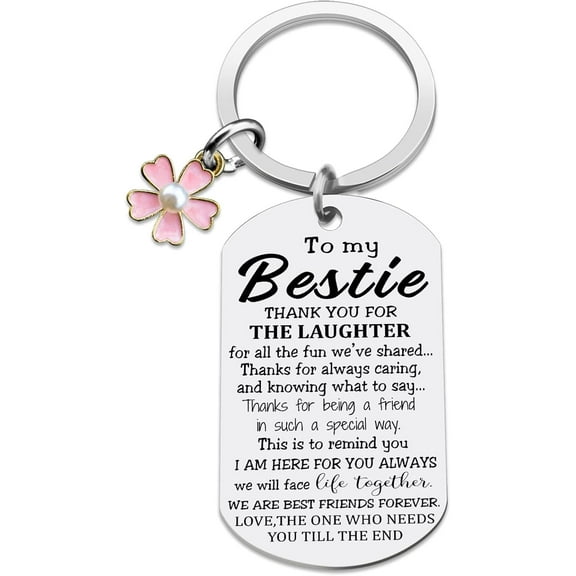 Unique Bestie Gifts,Bestie Flowers,Best Friend Keychain,Birthday Key Chain,Good True Friends Friendship Unbiological