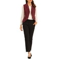 thumbnail image 3 of INSPIRE CHIC Women's Suit Vest Double Breasted Business Lapel Dressy Waistcoat Vest L Burgundy, 3 of 7
