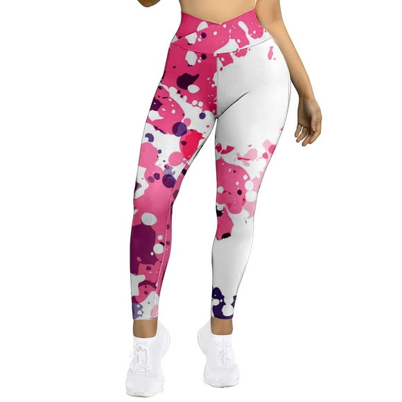 PEASKJP Gym Leggings for Women High Waisted Crossover Workout Lounge Bell Bottom Jazz Dress Pants, Pink M