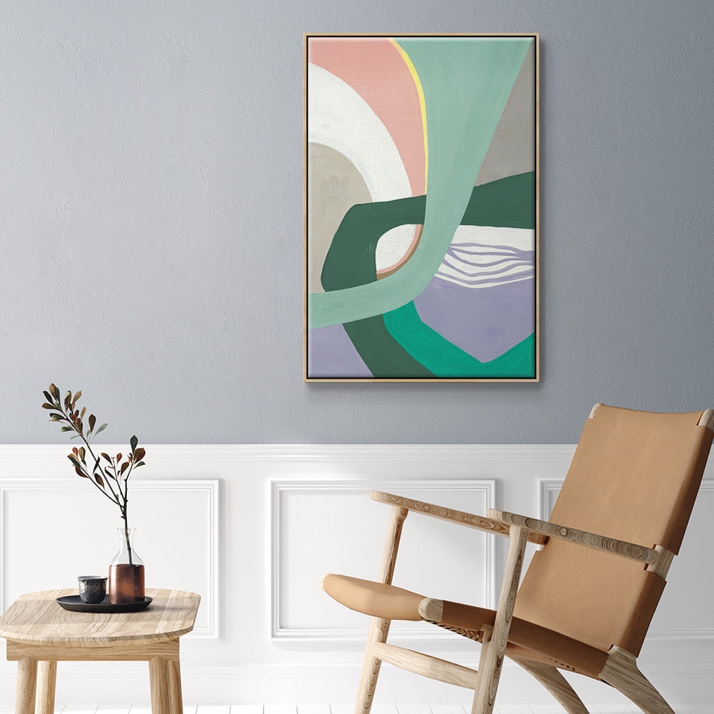 Merge Left Framed Premium Gallery Wrapped Canvas - Ready to Hang - 27 x 41 - Natural Wood Floating Frame