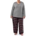 thumbnail image 2 of Fruit of the Loom Women's Beyond Soft Long Sleeve Waffle Top and Flannel Bottom Pajama Set, Sizes S-4X, 2 of 12