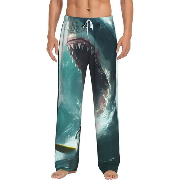 Disketp Requin de Surf pour Pantalon de Pyjama pour Homme - Pantalon de Sommeil et Détente en Molleton Ultra Doux (Taille : S-TTG) - Petit