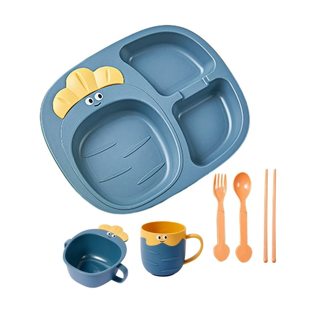 CSChome Food-grade Cutlery Set For Kids Cutlery Set Radish Compartment - Creative Cute Shape Easy to Clean Dinner Plate Set, Bowl Cup, Food-Grade