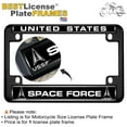 thumbnail image 2 of [Officially Licensed U.S. Air Force Product] - Motorcycle Domed Custom-Made Personalized Metal License Plate Frame Frame with U.S. Space Force (USSF) Design - Black, b/w, 2 of 9