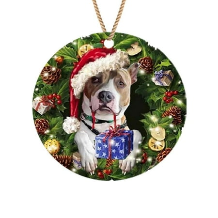 

Feiona Christmas Dog Wooden Tag 3.1-Inch DIY Pendant Tag Personalized Permanent Pattern Wooden Christma Tree Window and Door Hanging Decorations