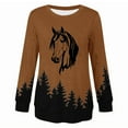 thumbnail image 2 of Sweatshirts for Women Crewneck Long Sleeve Tops Oversized Animals Horse Print Sweatshirt Loose Fit Fall Winter Round Neck Pullovers, 2 of 4