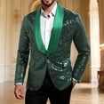 thumbnail image 2 of YLSDY Mens Blazer Sequins Casual One Button Sport Coats Fashion Pure Color Dressy Tops Slimming Fit Cocktail Party Jackets Green L, 2 of 8