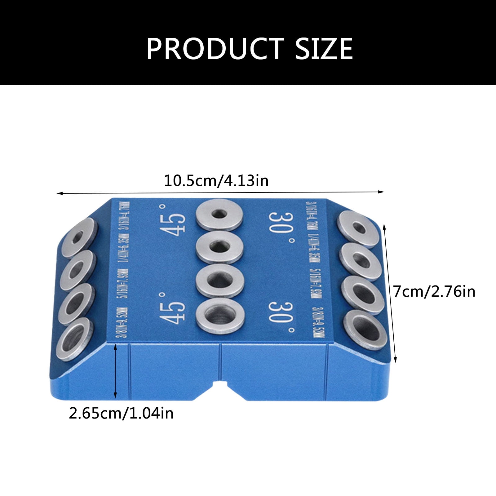 Angled Drill Guide Jigs for Straight Hole 30°/45°/90° Angled Hole Aluminium Pocket Holes Drilling Block Attachment Tool