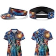 thumbnail image 2 of Aplkyhs American Flag Firework Women's Golf Shirt and Sun Visor Hat Set Quick-Dry Moisture-Wicking Short Sleeve Shirt Adjustable UV-Protective Sun Hat for Golf Tennis Hiking Daily Wear, 2 of 7