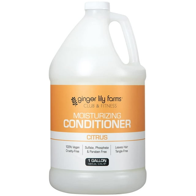 Ginger Lily Farms Club & Fitness Acondicionador hidratante para cabello seco vegano y libre de crueldad con aroma cítrico, recambio de 1 galón (128 fl oz)