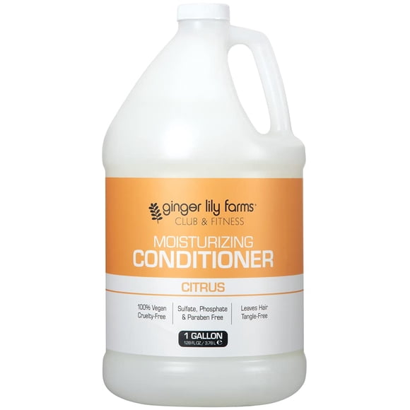 Ginger Lily Farms Club & Fitness Acondicionador hidratante para cabello seco vegano y libre de crueldad con aroma cítrico, recambio de 1 galón (128 fl oz)