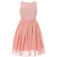 thumbnail image 3 of Big Girls Elegant Sleeveless Lace Pearl Chiffon Birthday Holiday Flower Girl Dress Rose 8 (2J1K2S1), 3 of 5