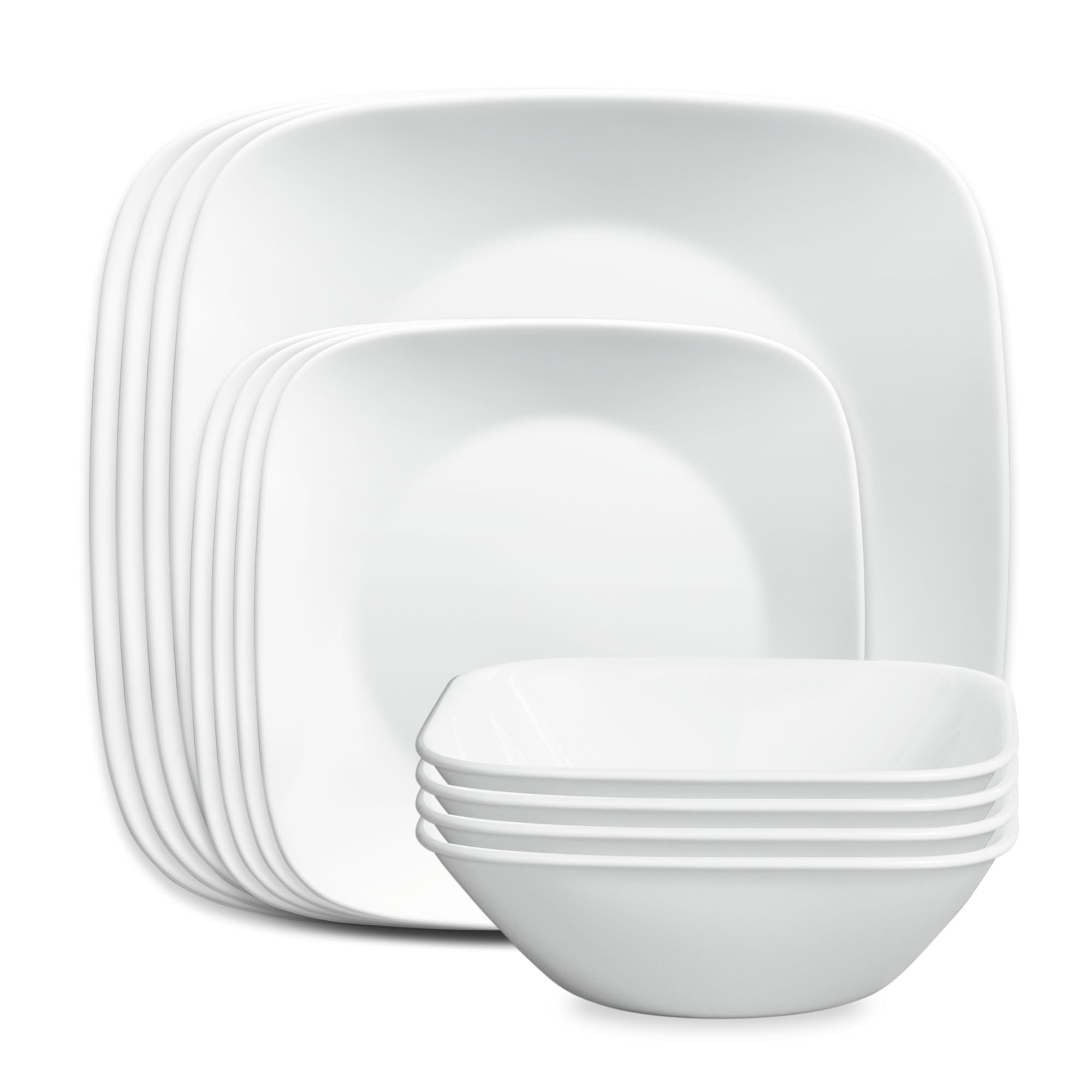 Corelle®- Classic, Pure White Square 12-Piece Dinnerware Set