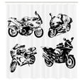 thumbnail image 3 of Ambesonne Black and White Shower Curtain, Motorbikes, 69"Wx70"L, Orange Black, 3 of 5