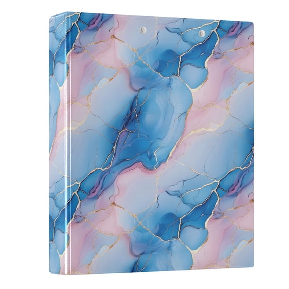 Three Ring Binder Blue Pink Marble Pattern 1.5 Inch Round Binder D-Rings for Office Supplies and More