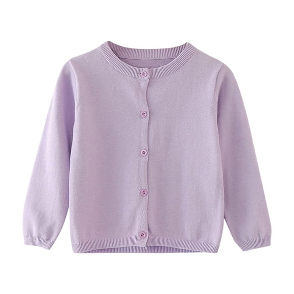 Coerni Girls Long Sleeve Cardigan Kids Casual Open Front Chunky Sweater Fall Outerwear Crewneck Knit Uniform Cute Soft Cotton Coat