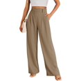 thumbnail image 2 of LYMAYTER Pantalon Large Taille Haute pour Femmes Pantalon Extensible Décontracté Respirant Formel, 2 of 9