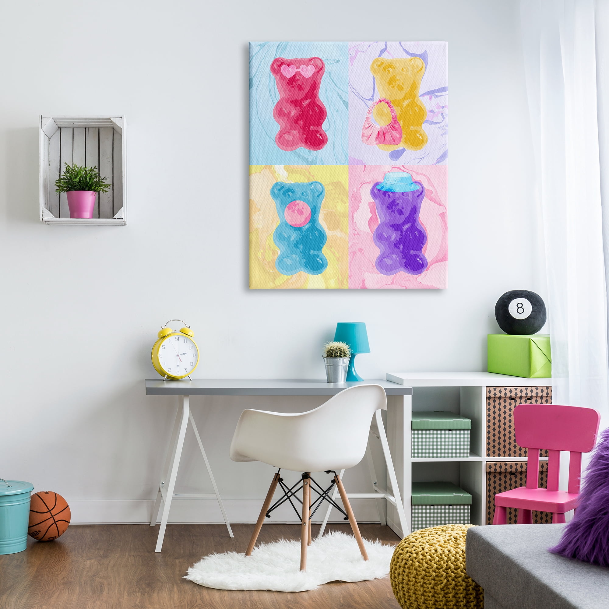 Stupell Industries Pop Style Abstract Bears Abstract Painting Gallery Wrapped Canvas Print Wall Art, 36 x 48