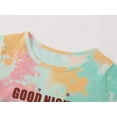 thumbnail image 2 of Beezizac Summer Pajamas For Girls - Tie Dye Colorful Cat Eye Mask Short Sleeve Set Cozy Cotton 2-PC PJ Size 5T, 2 of 7