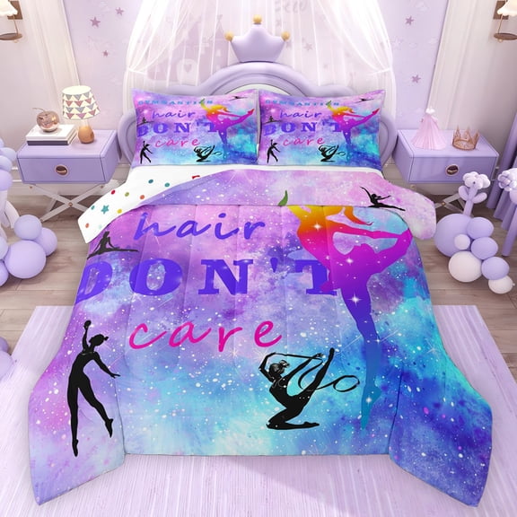 Feelyou Est Gymnast Sleep Full Size Comforter Sets, Watercolor Galaxy Bedding Sets, 3pcs