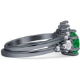 thumbnail image 5 of Round Beaded Marquise Style Green Emerald Cubic Zirconia Black Tone 925 Sterling Silver, Size 7, 5 of 7