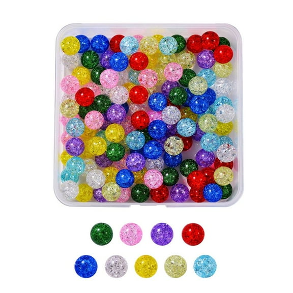 1 box 135G 9 colors Transparent Crackle Glass Round Beads Strands No Hole Mixed color 1/2 inch(12mm) 15pcs/color
