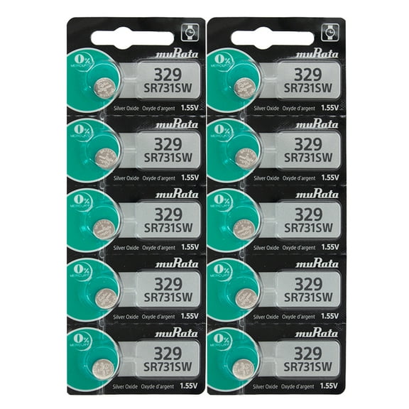 10 Pcs Murata #329 Sr731sw 1.55v Silver Oxide Watch Battery
