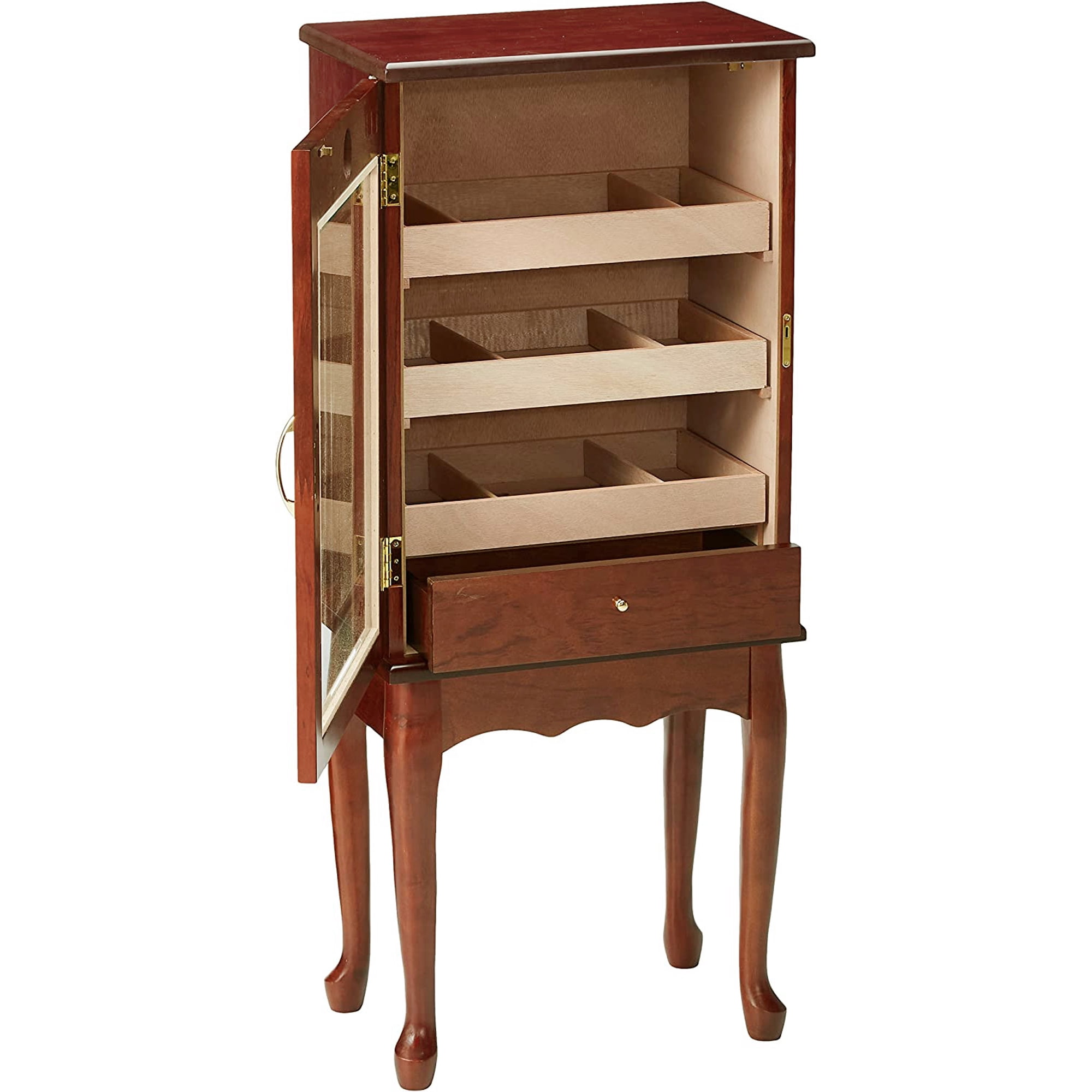 Belmont End Table Cigar Humidor w/ Glass Door - Bronze Mahogany Finish - Capacity: 600