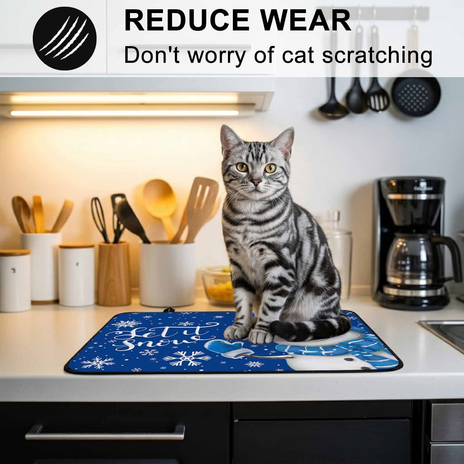 Blue Snowman Christmas Stove Top Cover for Electric Stove, Heat-proof & Non Slip Glass Top Stove Cover Protector, Xmas Winter Snowflake Let Snow Kitchen Flat Cooktop Rubber Mat 24x21 Inches