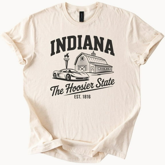 Kiraa Tee With Indiana Hoosier State Graphic Tee Est 1816 Barn Indy Car Torch T Shirt Birthday Gifts; For Men & Women
