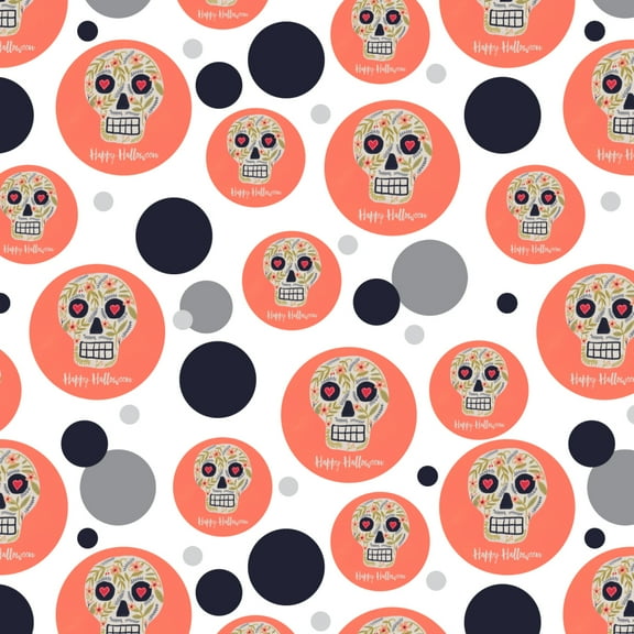 Happy Halloween Fun Floral Skull Premium Gift Wrap Wrapping Paper Roll