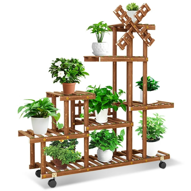 Wooden Flower Stands Plant Stand 7/4 Tier Wood Shelf Planter Display Indoor Outdoor Rack for
