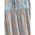 thumbnail image 3 of Boho Vintage Women Long Sleeve Floral Print Tie Neck Beach Bohemian Maxi Dress Ladies Rayon Cotton Summer Sundress Robe, 3 of 6
