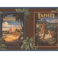 thumbnail image 1 of Plage Florida Hawaii Tahiti Brun Papier Peint Bord Rétro Design, Rouleau 15' x 9'', 1 of 3