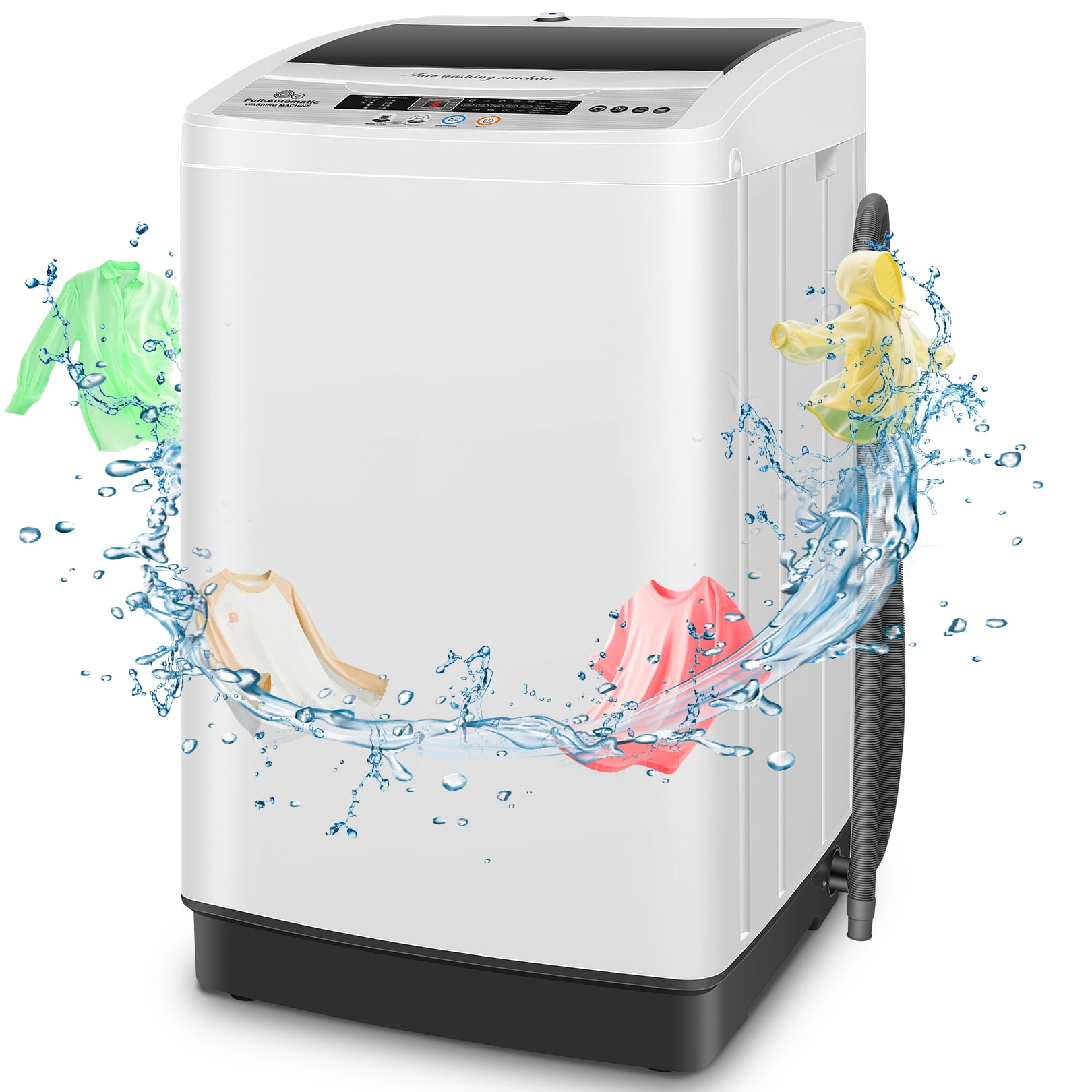 Adnoom Portable Washing Machine, 18.7lbs Full Automatic Compact 10 Programs & 8 Water Levels Washer Machine with Child Lock and LED Display, Low Noise Laundry Wash for Apartments, Home, Dorms