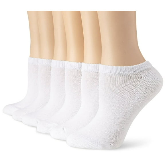 Hanes Women's 6 Pack Comfort Blend No Show Sock, White, Sock Size 9-11/Shoe size 5-9
