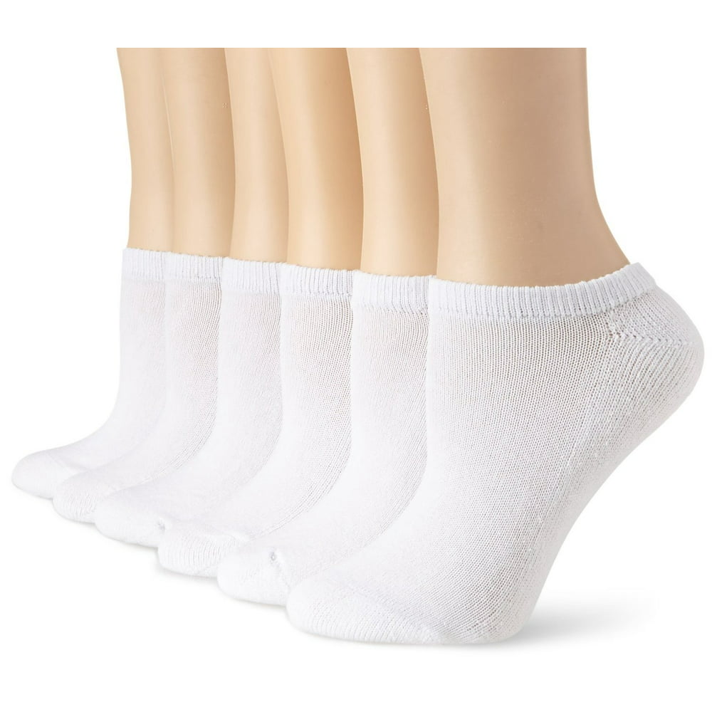 Hanes - Hanes Women's 6 Pack Comfort Blend No Show Sock, White, Sock ...