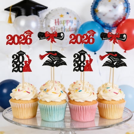 Graduation Season Glitter Paper Flag Cake Topper Party Decoration Paper Flag Picks Dessert Cupcake Sandwich Decoration Set Party Supplies Celebration Decor Festive Table Ornament