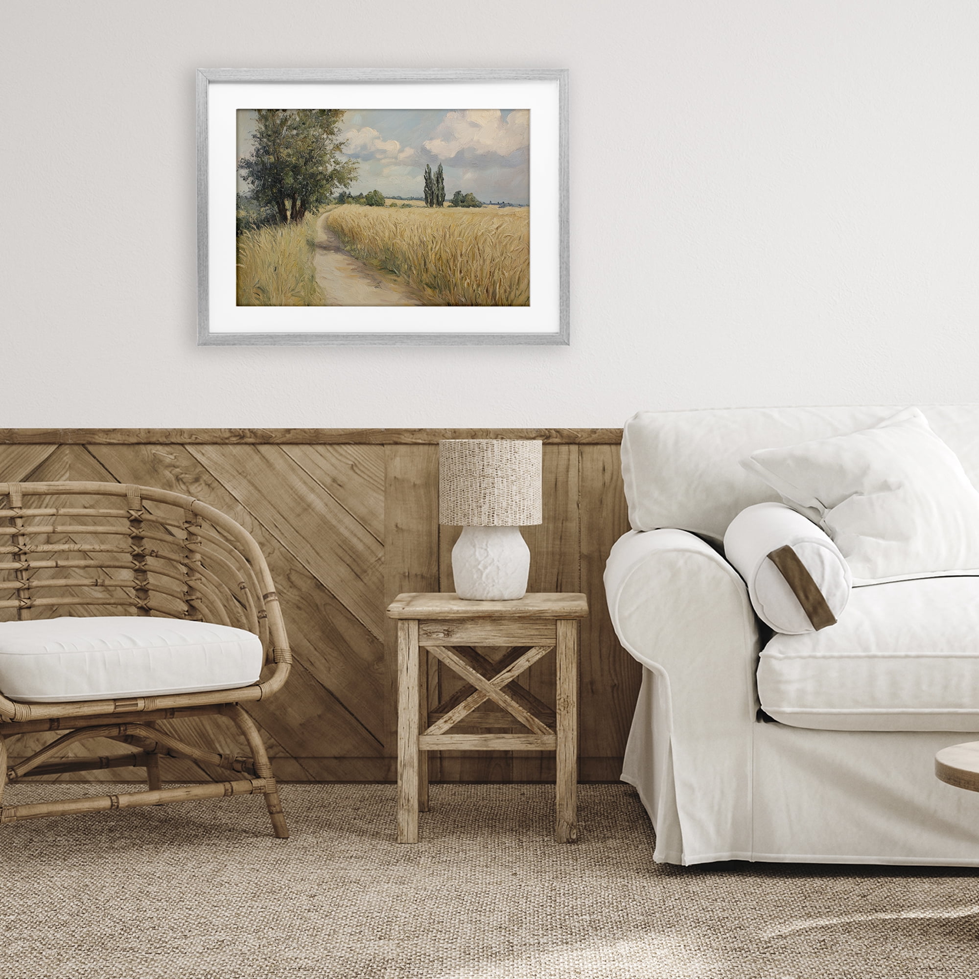 Stupell Industries Quiet Path Through Wheat Gray Framed Print Under Glass, design by Petal Prints Design