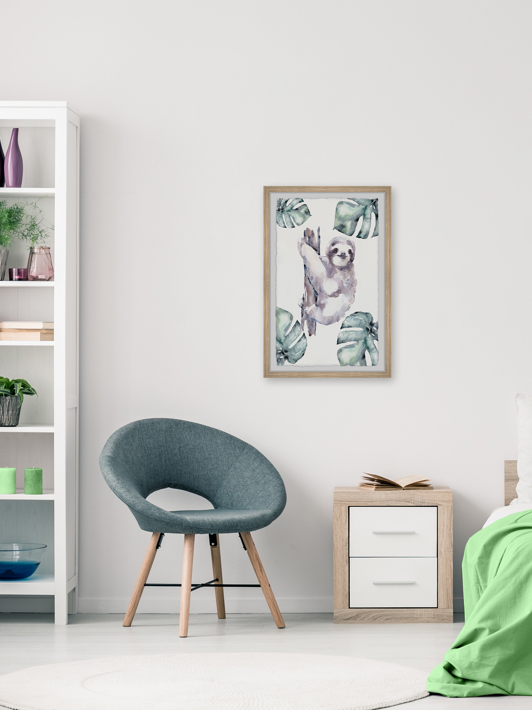 Marmont Hill Palms and Sloth Framed Wall Art