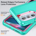 thumbnail image 4 of for Moto Edge Plus 2022 Case Moto Edge 30 Pro Case with Kickstand Case 3-Layer Military Grade Protective Case Cover Silicone Shockproof for Motorola Moto Edge Plus+ 2022 Phone Case (Cyan+Rose Red), 4 of 17
