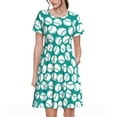 thumbnail image 1 of Bixox Robe d'Été à Manches Courtes pour Femmes Robe Ample Longueur Genou avec Poches-Basketball Vert, 1 of 7