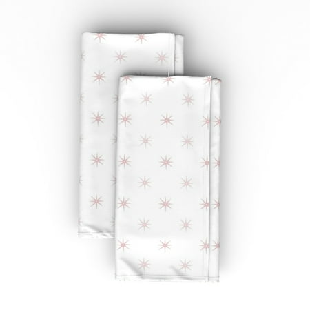 

Linen Cotton Canvas Dinner Napkins (Set of 2) - Pink White Small Scale Geometric Classic Kitsch Star Retro Vintage Print Cloth Dinner Napkins by Spoonflower