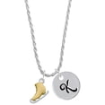 thumbnail image 1 of Delight Jewelry Two-tone 3-D Ice Skate Silvertone Script Initial Disc - K - Charm Necklace, 20"+3", 1 of 4