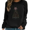 thumbnail image 1 of Hauts de Noël en Solde Tendance Femmes Décontracté Col Rond Noël Strass Manches Longues T-Shirt Noir TTG, 1 of 4