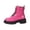Hot Pink, variant on EKVAHL Women's Lace‑Up Platform Ankle Booties, Side Zipper Faux Leather Boots, Lug Sole Fashion Boots For Winter Street Outing Black