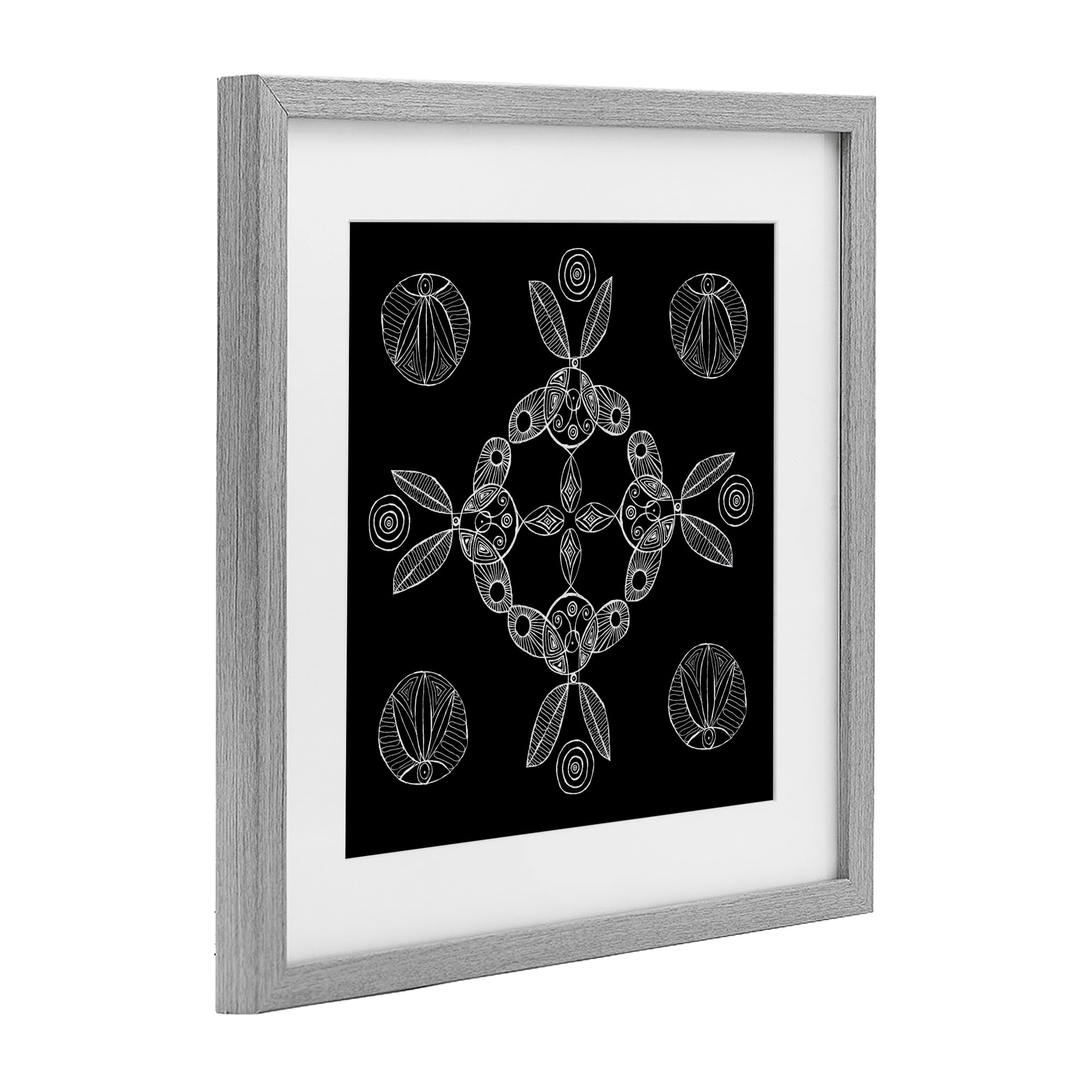 Stupell Industries Circular Symmetry Elementals Gray Framed Print Under Glass, design by El Perkin