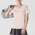 thumbnail image 4 of Kaemgyyd Workout Tops for Women Solid Color Short Sleeve Loose Basic T-Shirts Fashion V Neck Athletic Gym Casual Shirts, 4 of 4