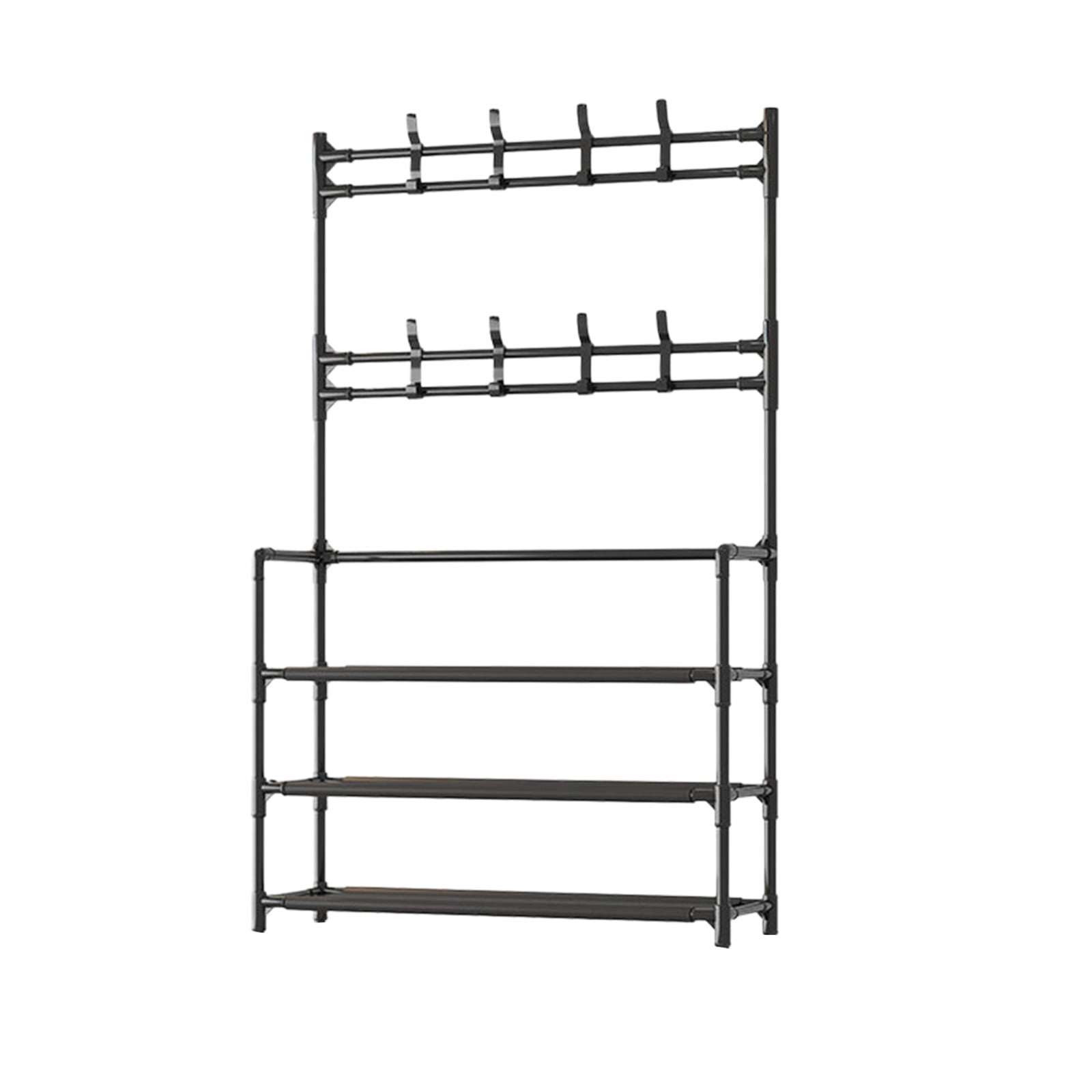 Shoe Rack 3 Tier Shoe Organizer Storage,Shoes Rack for Closet Entrance Shoe Rack Organizer with Hooks and Side Pocket Entryway Shoe Holder Space Saving Free Standing Shoe Racks