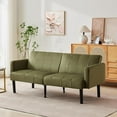 thumbnail image 4 of Rugerasy 75.5IN 3 in 1 Futon Sofa Bed,MultiFunction Couch Sleeper with Adjustable Backrest,Loveseat,Mid Century Modern Futon Couch,Sofa Cama,Couches,Green, 4 of 9